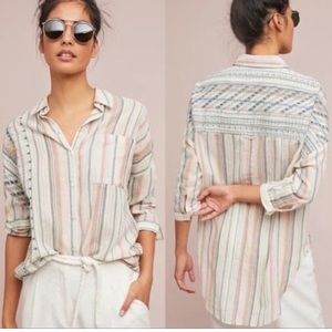 anthropologie akemi kin striped embroidered button down‎